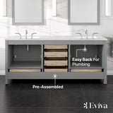 Eviva Aberdeen 78 in. W x 22 in. D x 34 in. H Double Bath Vanity in Gray with Carrara Quartz Top with White Sinks