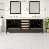Eviva Aberdeen 84 in. W x 22 in. D x 34 in. H Double Bath Vanity in Espresso with White Carrara Marble Top and White Undermount Sinks