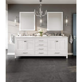 Eviva Aberdeen 84 in. W x 22 in. D x 34 in. H Double Bathroom Vanity in White with White Carrara Marble Top and White Undermount Sinks