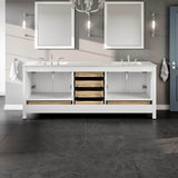 Eviva Aberdeen 84 in. W x 22 in. D x 34 in. H Double Bath Vanity in White with White Carrara Quartz Top with White Sink