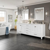 Eviva Aberdeen 84 in. W x 22 in. D x 34 in. H Double Bathroom Vanity in White with White Carrara Marble Top and White Undermount Sinks