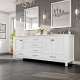 Eviva Aberdeen 84 in. W x 22 in. D x 35 in. H Double Bath Vanity in Gray with White Carrara Marble Top and White Undermount Sinks