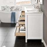 Eviva Aberdeen 84 in. W x 22 in. D x 34 in. H Double Bathroom Vanity in White with White Carrara Marble Top and White Undermount Sinks