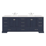 Eviva Storehouse 84 in. W x 22 in. D Dark Gray Bathroom Vanity with White Carrara Quartz Top and Rectangular Undermount Sinks