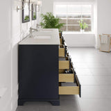 Eviva Storehouse 84 in. W x 22 in. D Dark Gray Bathroom Vanity with White Carrara Quartz Top and Rectangular Undermount Sinks