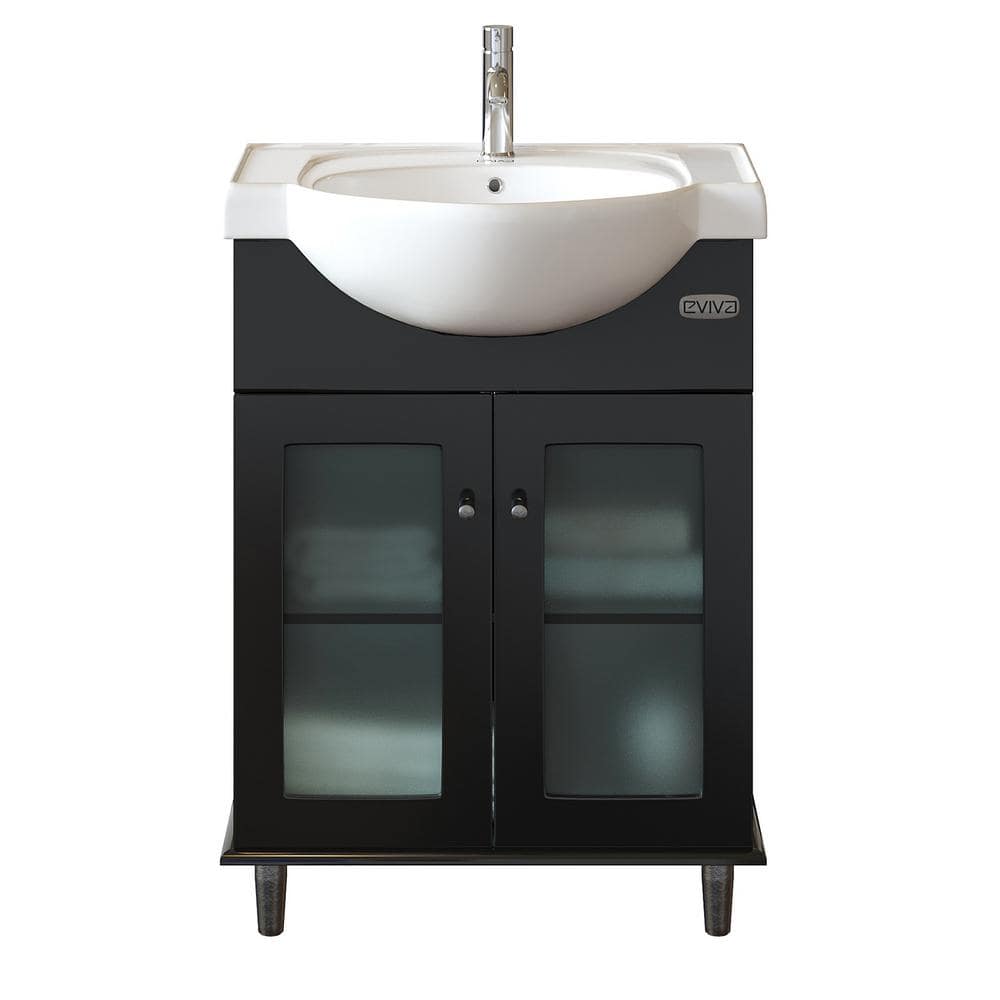 Eviva Tux 30 in. W x 19 in. D x 33 in. H Bathroom Vanity in Espresso with White Ceramic Top with White Sink