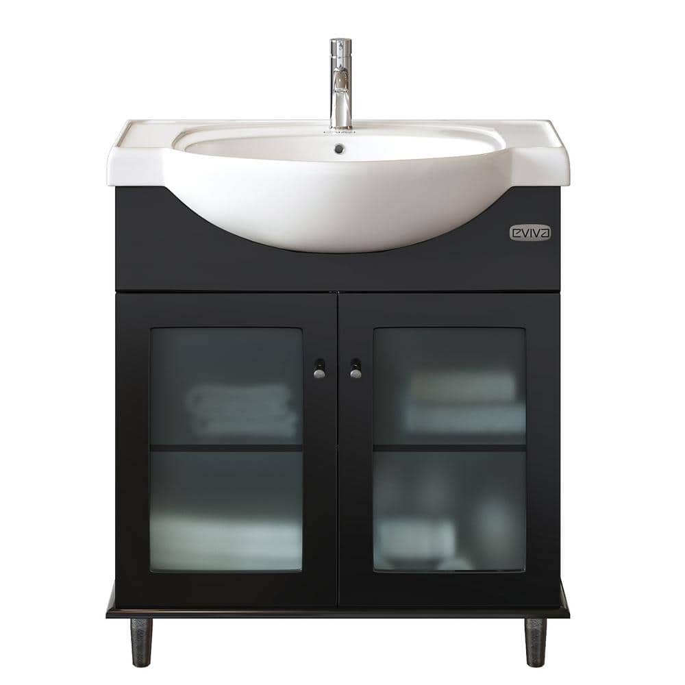 Eviva Tux 36 in. W x 19 in. D x 33 in. H Bathroom Vanity in Espresso with White Ceramic Top with White Sink