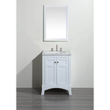 Eviva New York 24 in. W x 21.6 in. D x 32.6 in. H Bathroom Vanity in White with White Carrara Marble Top with White Sink