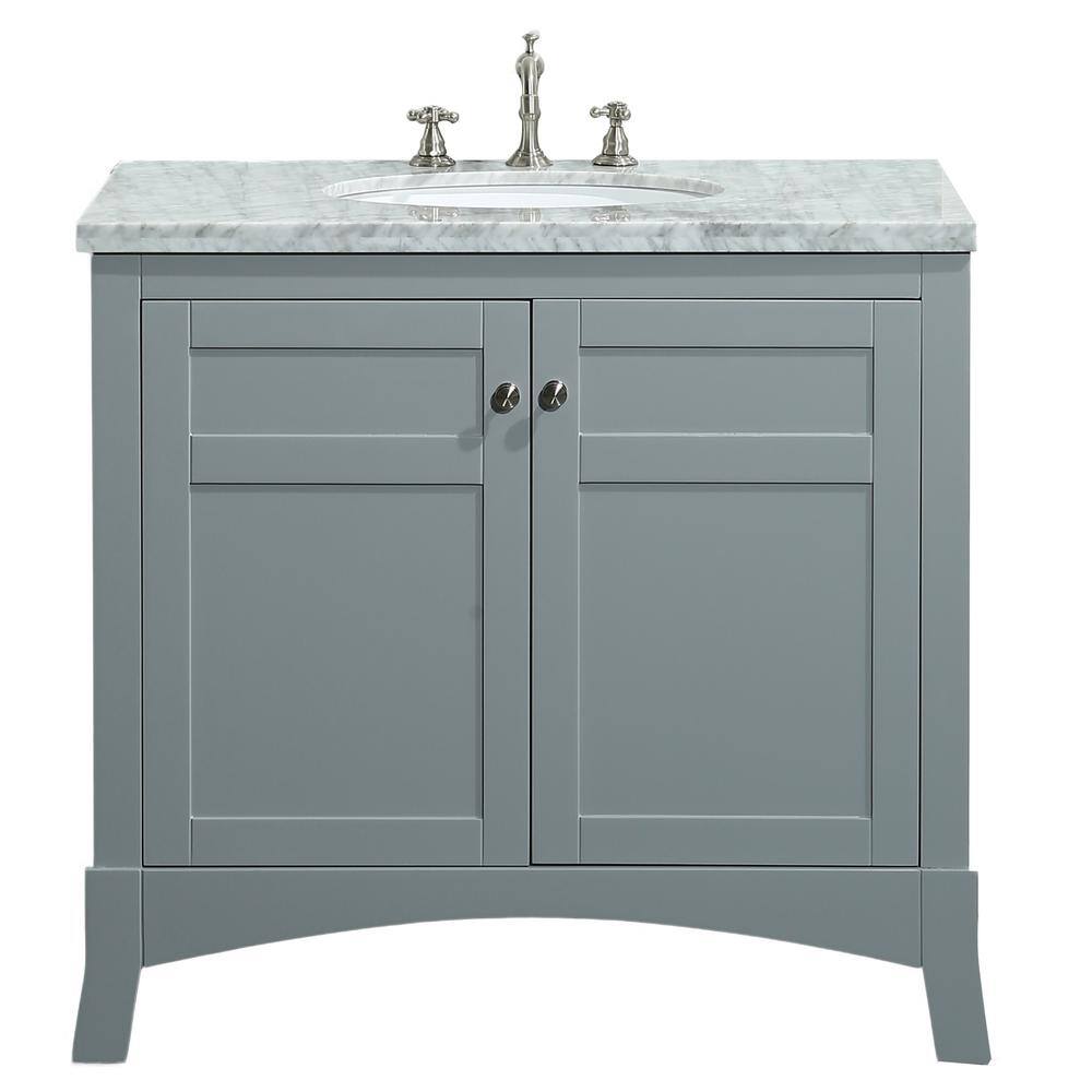Eviva New York 30 in. W x 22 in. D x 34 in. H Bathroom Vanity in Gray with White Carrara Marble Top with White Sink