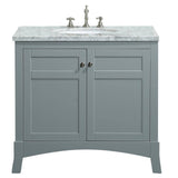 Eviva New York 30 in. W x 22 in. D x 34 in. H Bathroom Vanity in Gray with White Carrara Marble Top with White Sink