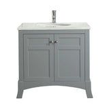 Eviva New York 30 in. W x 22 in. D x 34 in. H Bathroom Vanity in Gray with White Carrara Marble Top with White Sink