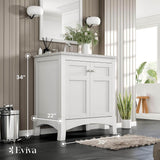 Eviva New York 30 in. W x 22 in. D x 34 in. H Bathroom Vanity in White with White Carrara Marble Top with White Sink
