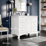 Eviva New York 42 in. W x 21.6 in. D x 32.6 in. H Bathroom Vanity in White with White Carrara Marble Top with White Sink