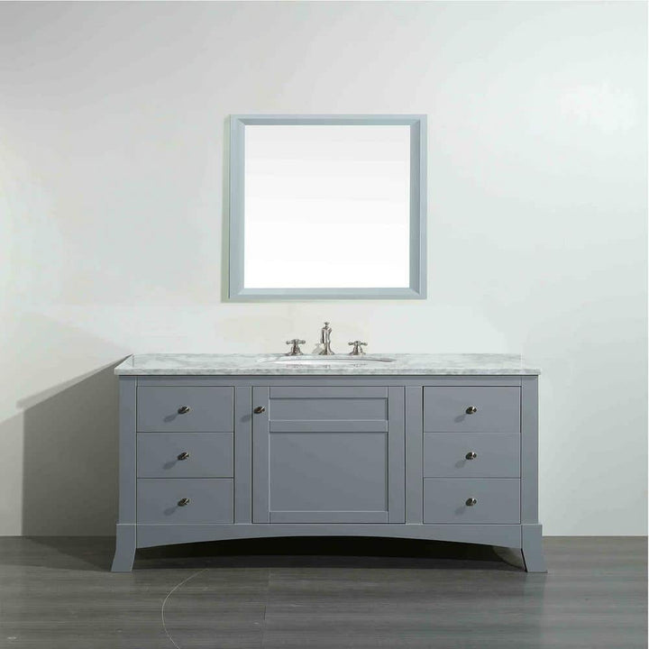 Eviva New York 48 in. W x 22 in. D x 34 in. H Bathroom Vanity in Gray with White Carrara Marble Vanity Top with White Sink
