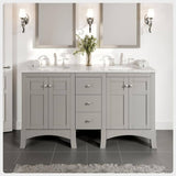 Eviva New York 60 in. W x 22 in. D x 34 in. H Bathroom Vanity in Gray with White Carrara Marble Vanity Top with White Sink