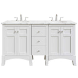New Jersey 60 in. W x 22 in. D x 34 in. H Freestanding Double Sinks Bath Vanity in White with White Carrara Marble Top