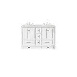 Booster 60 in. W x 22 in. D x 34 in. H Double Bath Vanity in White with White Carrara Marble Top with White Sinks