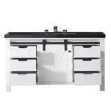Eviva Dallas 42 in. W x 22 in. D x 34 in. H Bath Vanity in White with Black Granite Top with Black Sink