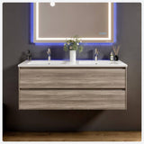 Eviva Bloom 48 in. W x 18 in. D x 34 in. H Double Sink Floating Bath Vanity in Pine Gray with White Porcelain Top