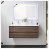 Eviva Bloom 48 in. W x 18 in. D x 34 in. H Double-Sink Floating Bath Vanity in Walnut with White Porcelain Top