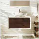 Santa Monica 36 in. W x 22 in. D x 16 in. H Single Bath Vanity in Rosewood with White Vessel Sink