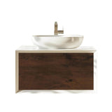Santa Monica 36 in. W x 22 in. D x 16 in. H Single Bath Vanity in Rosewood with White Vessel Sink