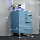 Eviva Olivia 28 in. W x 14 in. D x 34 in. H Single Sink Freestanding Bath Vanity in Blue with White Porcelain Top