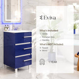 Eviva Deluxe 20 in. W x 18 in. D x 34 in. H Single Freestanding Bath Vanity in Blue White Porcelain Integrated Sink Top