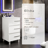 Eviva Deluxe 20 in. W. x 18 in. D x 34 in. H Single Freestanding Bath Vanity White, White Porcelain Integrated Sink Top