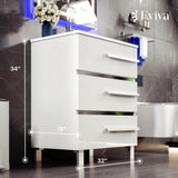 Eviva Deluxe 32 in. W x 18 in. D x 34 in. H Single Freestanding Bath Vanity in White with White Porcelain Integrated Sink Top