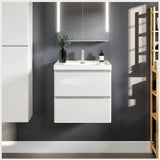Glazzy 24 in. W x 16 in. D x 25 in. H Floating Bathroom Vanity in White with White Acrylic Top with White Sink