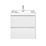 Glazzy 24 in. W x 16 in. D x 25 in. H Floating Bathroom Vanity in White with White Acrylic Top with White Sink
