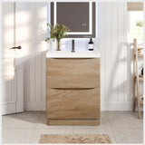 Eviva Smiley 24 in. W x 17 in. D x 34 in. H Freestanding Bath Vanity in White Oak with White Acrylic Top