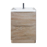 Eviva Smiley 24 in. W x 17 in. D x 34 in. H Freestanding Bath Vanity in White Oak with White Acrylic Top