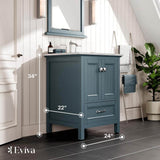 Eviva Britney 24 in. W x 22 in. D x 34 in. H Freestanding Bath Vanity in Ash Blue with White Carrara Marble Top