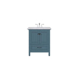 Eviva Britney 30 in. W x 22 in. D x 34 in. H Single Freestanding Bathroom Vanity in Ash Blue with White Carrara Marble Top