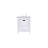 Eviva Britney 30 in. W x 22 in. D x 34 in. H Single Freestanding Bathroom Vanity in White with White Carrara Marble Top