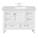 Britney 42 in. W x 22 in. D x 34 in. H Freestanding Single Sink Bath Vanity in White with White Carrara Marble Top