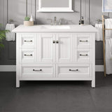 Eviva Britney 48 in. W x 22 in. D White Single Sink Bathroom Vanity with Carrara Quartz Top and Undermount Sinks