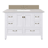 Eviva Britney 48 in. W x 22 in. D White Single Sink Bathroom Vanity with Carrara Quartz Top and Undermount Sinks