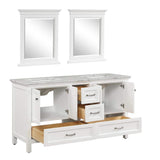 Britney 72 in. W x 22 in. D x 34 in. H Bath Vanity in White with Carrara Marble Top in White with White Double Sinks