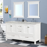 Britney 72 in. W x 22 in. D x 34 in. H Bath Vanity in White with Carrara Marble Top in White with White Double Sinks