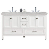Britney 72 in. W x 22 in. D x 34 in. H Bath Vanity in White with Carrara Marble Top in White with White Double Sinks