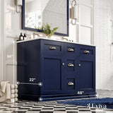 Epic 48 in. W x 22 in. D x 34 in. H Double Bathroom Vanity in Blue with White Quartz Top with White Sinks