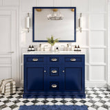 Epic 48 in. W x 22 in. D x 34 in. H Double Bathroom Vanity in Blue with White Quartz Top with White Sinks