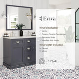 Eviva Epic 48 in. W x 22 in. D x 34 in. H Double Bathroom Vanity in Charcoal Gray with White Quartz Top and White Undermount Sinks