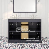 Eviva Epic 48 in. W x 22 in. D x 34 in. H Double Bathroom Vanity in Charcoal Gray with White Quartz Top and White Undermount Sinks