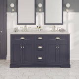 Eviva Epic 60 in. W x 22 in. D x 34 in. H Double Bathroom Vanity in Charcoal Gray with White Carrara Quartz Top and White Undermount Sinks