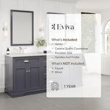 Eviva Epic 72 in. W x 22 in. D x 34 in. H Double Bathroom Vanity in Charcoal Gray with White Marble Top and White Undermount Sinks