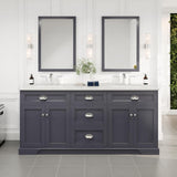 Eviva Epic 72 in. W x 22 in. D x 34 in. H Double Bathroom Vanity in Charcoal Gray with White Marble Top and White Undermount Sinks
